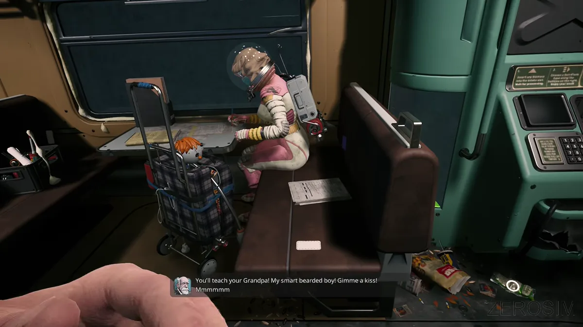 Freezing temperature HUD indicator showing cold hazard buildup on the player visor in Breathedge 2.